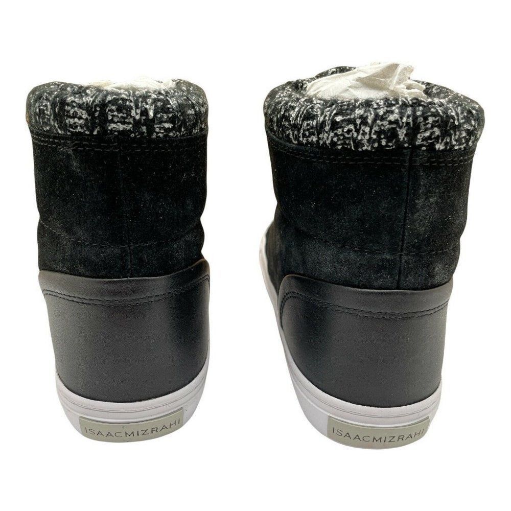 Isaac Mizrahi Sky Black Suede Soho Lily Knit Trim Lace Up Hi Top Sneakers 9 M - Picture 6 of 11
